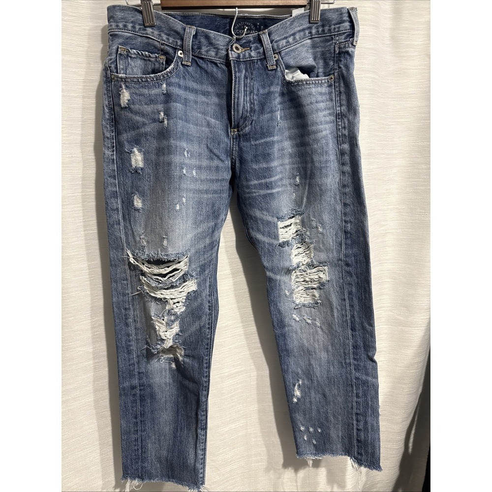 Lucky Brand Sienna Slim Boyfriend Low-Rise Distressed Jeans Women Size 6/28 Blue